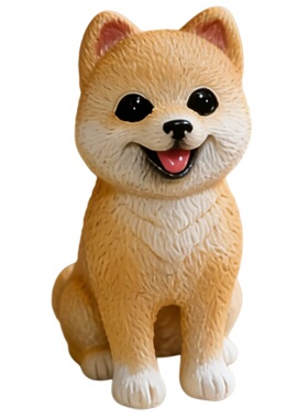博美犬树脂仿真狗小狗模型车载饰品儿童礼物房间小狗摆件小物件