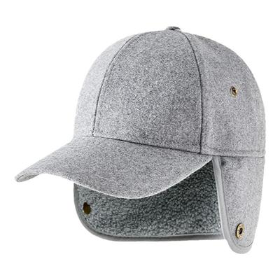 棒球帽后封口羊毛呢帽子男女通用鸭舌帽冬季加绒加厚保暖防寒护耳