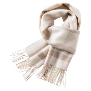 100%羊毛格子围巾女冬季男士情侣加厚保暖围脖男生青少年2025新款