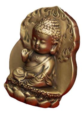 黄铜Q版大日如来宝宝佛铜牌挂件