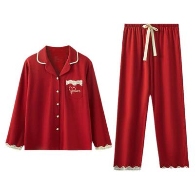 居家纯棉情侣睡衣红豆结婚本命年