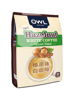 猫头鹰马来西亚榛果味提神白咖啡