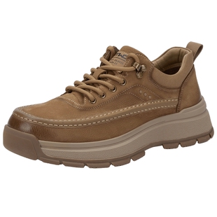 热风男鞋2026年春季新款男士休闲复古高帮鞋厚底户外杏色工装鞋子