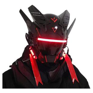 赛博朋克面罩cos服发光全脸面具假面骑士头盔高达机甲风搞怪头套