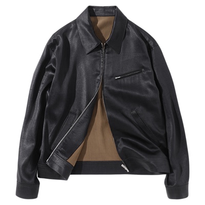 MUSLUN2025春夏40姆米重缎非遗全真丝香云纱夹克进口excella拉链