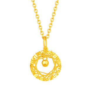 水贝黄金官方旗舰店足金999捕梦网吊坠链项链小克重礼物送女友