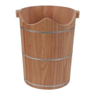 沐足壹佰香椿木50高无油漆泡脚木桶家用深桶加厚洗脚盆带盖排水口