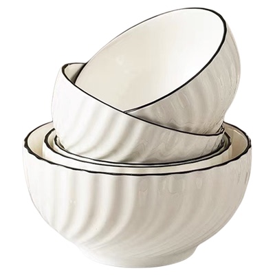 玄月新款米饭碗家用陶瓷碗套装2025简约个性ins餐具 泡面碗釉下彩