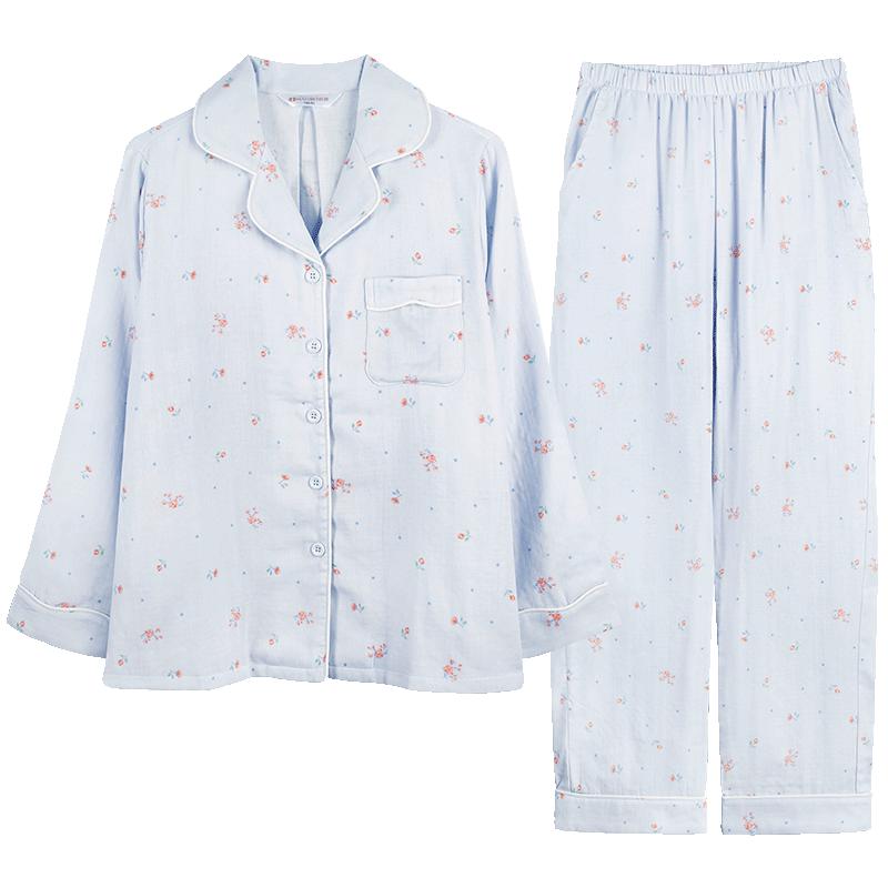 好波【双层纱系列】睡衣女长袖长裤家居服套装外穿家居服HJ2527