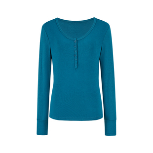 MosesQueen魔西女王白色半开领长袖t恤女春秋露锁骨内搭打底上衣