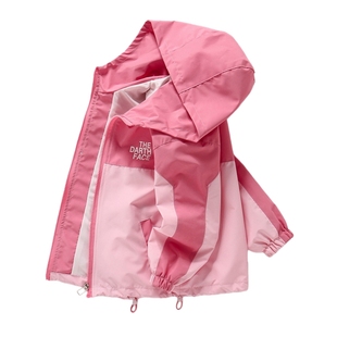 女童连帽冲锋衣2026春秋冬装新款中大童洋气时髦防风防水上衣外套