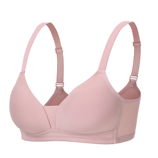 无痕三排扣光面小胸无钢圈内衣 90A薄款全棉中老年妈妈内衣文胸女