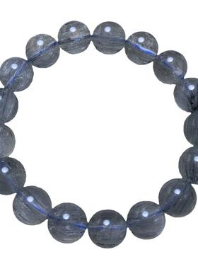 天然蓝发晶荧光异象幽灵手串男女