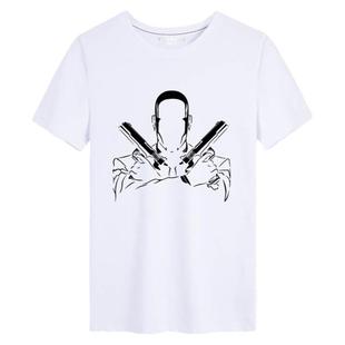 杀手3游戏HITMAN刺客47周边短袖t恤衫男女纯棉半袖学生上衣服