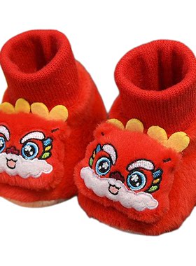婴儿鞋袜宝宝红色新年祥龙地板鞋