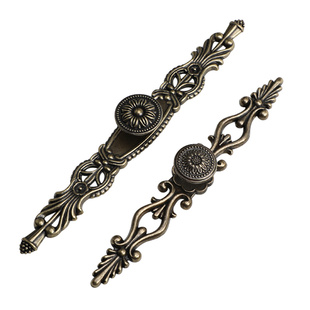 雕花古铜拉手 欧式橱柜衣柜把手 简约田园长拉手 抽屉单孔小拉环