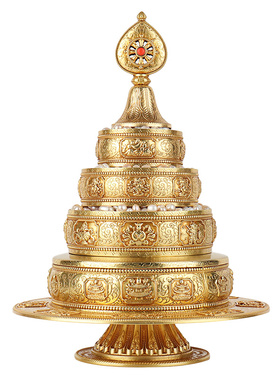 慧宝铜制曼扎盘八吉祥曼茶罗摆件