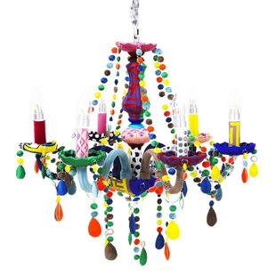 样板间儿童房卧室彩色水晶吊灯北欧艺术壁灯孟菲斯风公主房吊灯