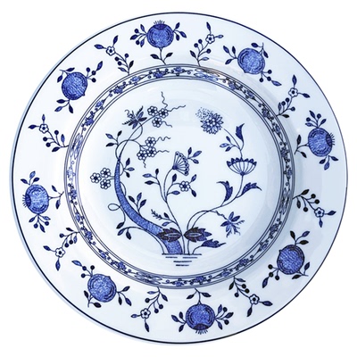 瑞典进口Gustavsberg古斯塔夫DRESDEN系列蓝洋葱骨瓷杯碟餐盘汤盘