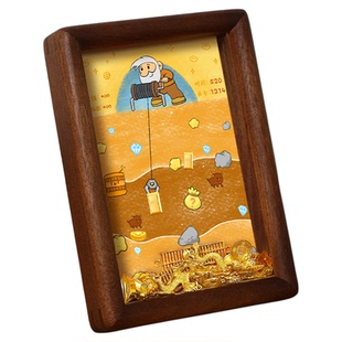 挖金矿相框黄金矿工diy画框结婚礼物女实木摆件情侣收纳金豆金条