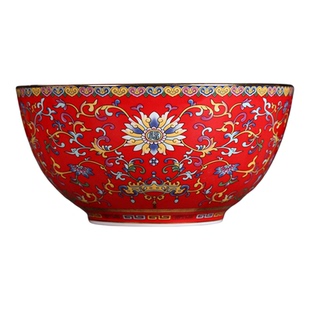 景德镇陶瓷汤碗家用大号碗骨瓷面碗饭碗大汤盆8英寸宫廷珐琅彩碗