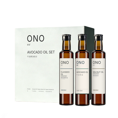 ONO欧诺牛油果油有机核桃油有机亚麻籽油250ml*3组合食用油