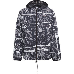 Adidas/阿迪达斯正品男子印花运动防风连帽梭织宽松外套GN3333