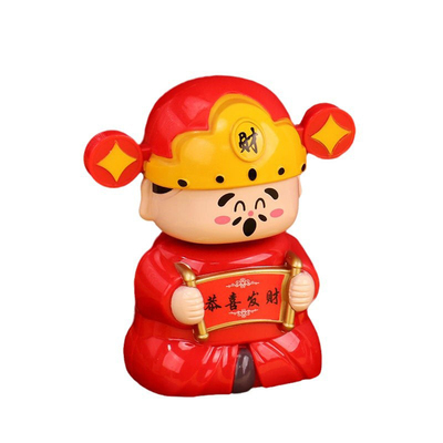 财神爷太阳能摇头汽车招财小摆件