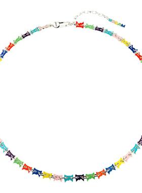 纯银彩色撞色滴油手链项链