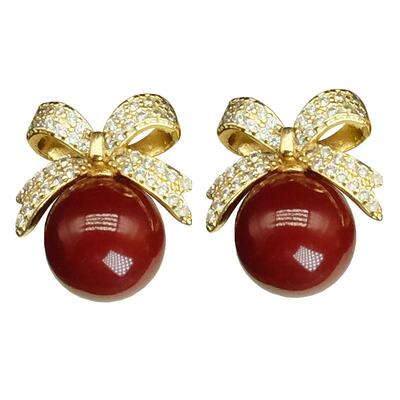 18K金电镀喜庆气质S925纯银耳钉