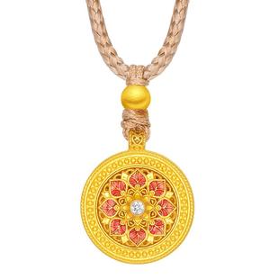 潮宏基臻金臻钻黄金钻石项链宝相花葫芦足金套链古法礼物高级感