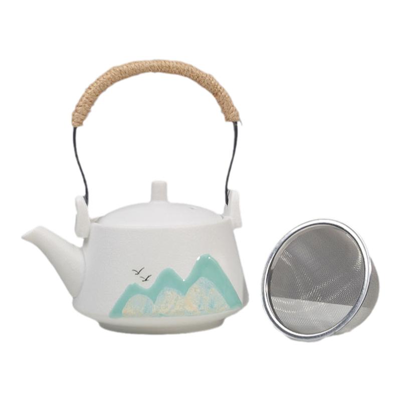大号泡茶壶提手壶远山手绘定制