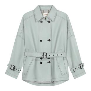 tanni25新款通勤时尚港风复古廓形收腰短款pu皮衣外套TO31JK001A