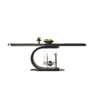 万博友轻奢岩板餐桌椅2025新款家用现代简约设计师高级感长方形桌