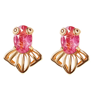 宫里上新碧玺耳钉女纯银天然粉色水晶耳饰彩宝耳环高级感生日礼物