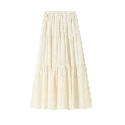 秋冬季加厚大摆加绒蕾丝半身裙