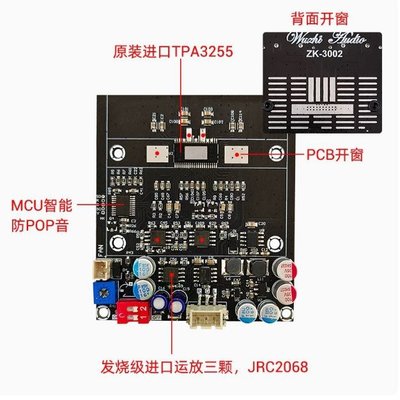 ZK-3002数字功放板大功率TPA3255立体声300WX2桥接单声道600W