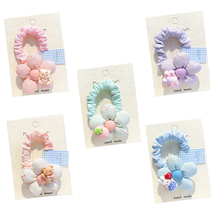 儿童花朵发圈春季新款女童卡通兔子发绳公主头饰皮筋头绳女孩发饰