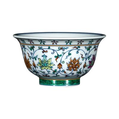 钟家窑青花斗彩柴窑中式主人杯