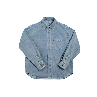 水洗磨毛牛仔衬衫几立