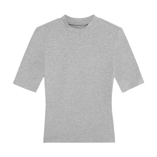 pusumede 半高领黑色短袖T恤女春秋半袖打底衫修身显瘦针织上衣