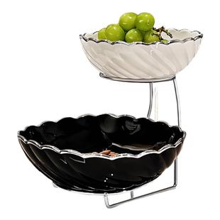 轻奢水果盘家用客厅陶瓷多层下午茶点心架糖果盘子前台零食摆放盘