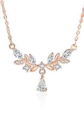 喜上枝头S925纯银项链女韩版小清新麦穗树叶子流苏吊坠锁骨链礼物