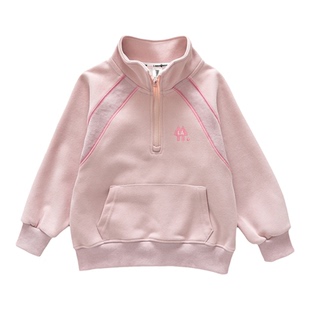 洋气童装2026春款儿童女童立领卫衣宝宝中大童青少年休闲拉链上衣