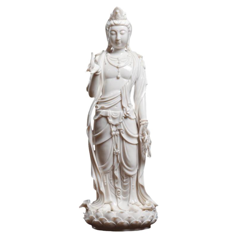 戴玉堂陶瓷摆件《持柳托净瓶观音菩萨》郑金星大师佛像客厅装饰