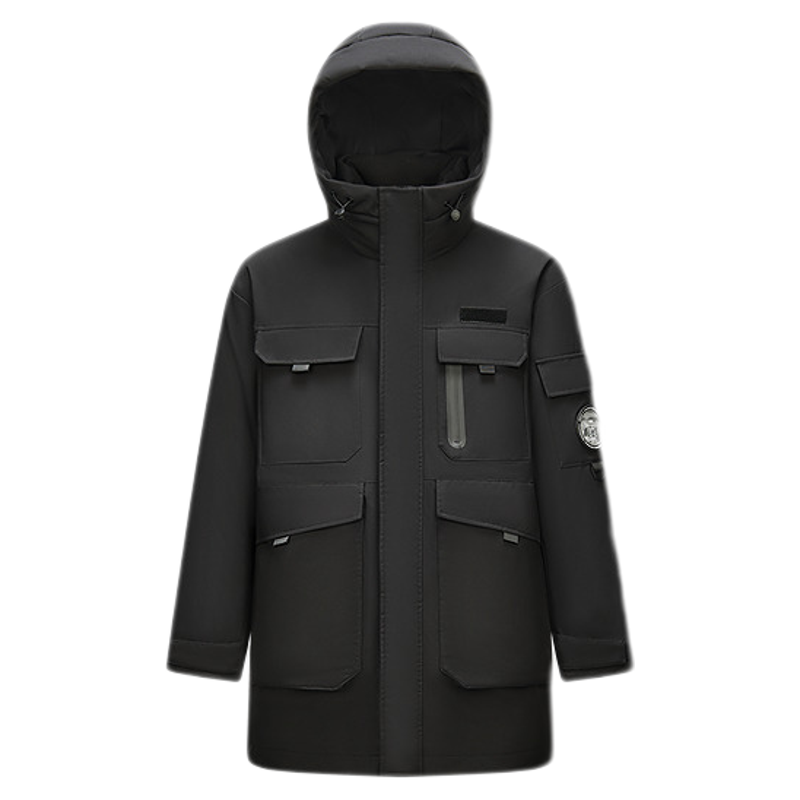 森马鹅绒防雨防风中长款羽绒服男