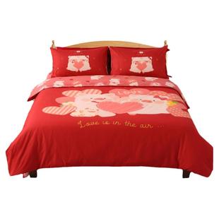 卡撒天娇全棉四件套卡通lulu猪联名IP款精梳棉套件被套床单床笠