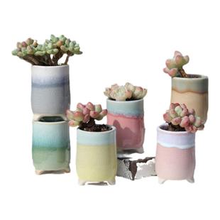 多肉拇指花盆冰裂流釉喜光盆渐变色老桩控养盆透气陶盆肉肉专用盆