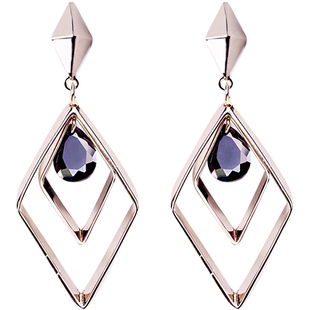 复古菱形水滴无耳洞气质螺丝耳夹个性无洞耳钉耳环女耳饰几何气质