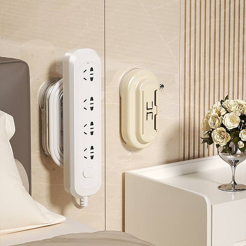 吸盘插排固定器免打孔壁挂插座排插墙上整理架插线板路由器收纳架